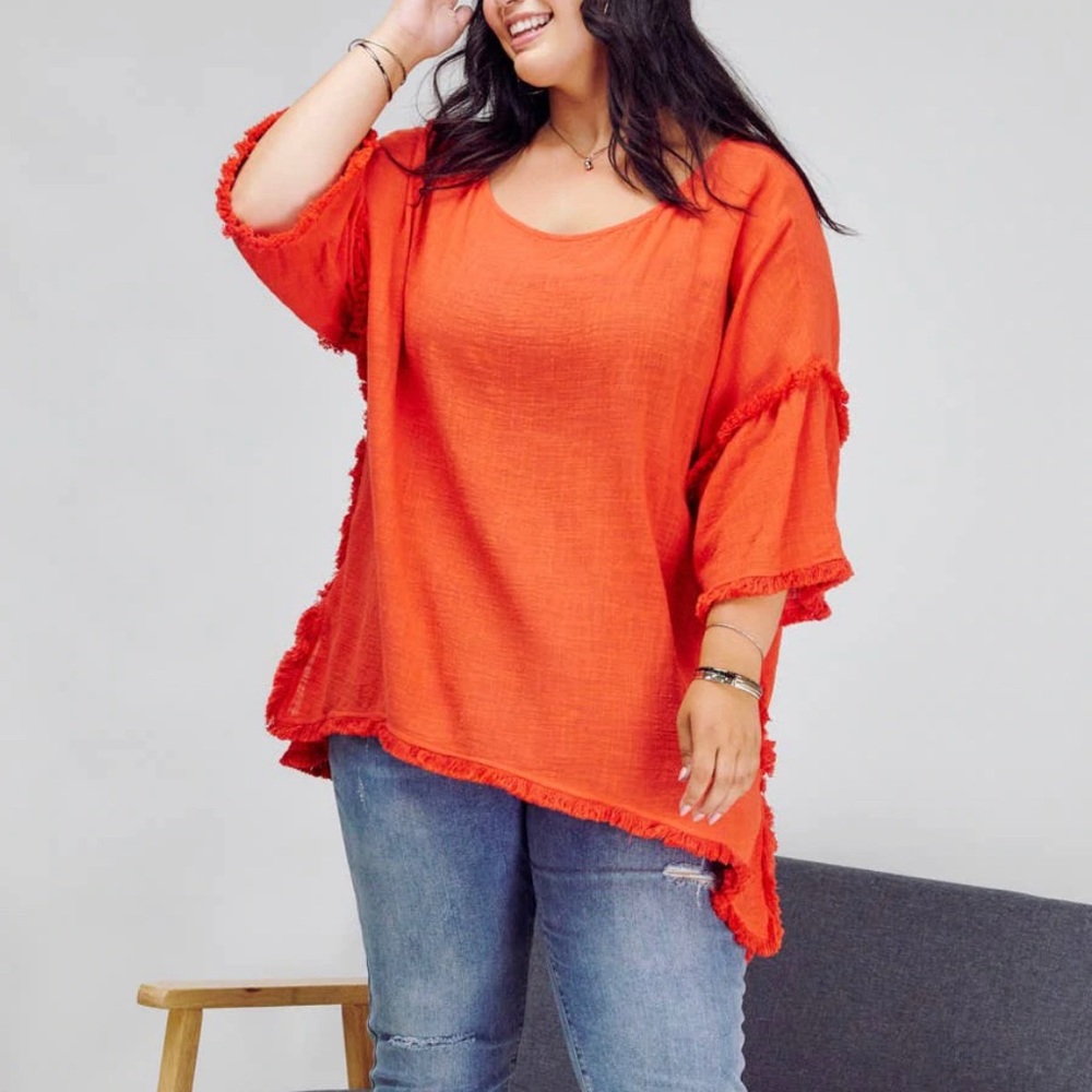 Plus, Vibrant Orange Tunic Top